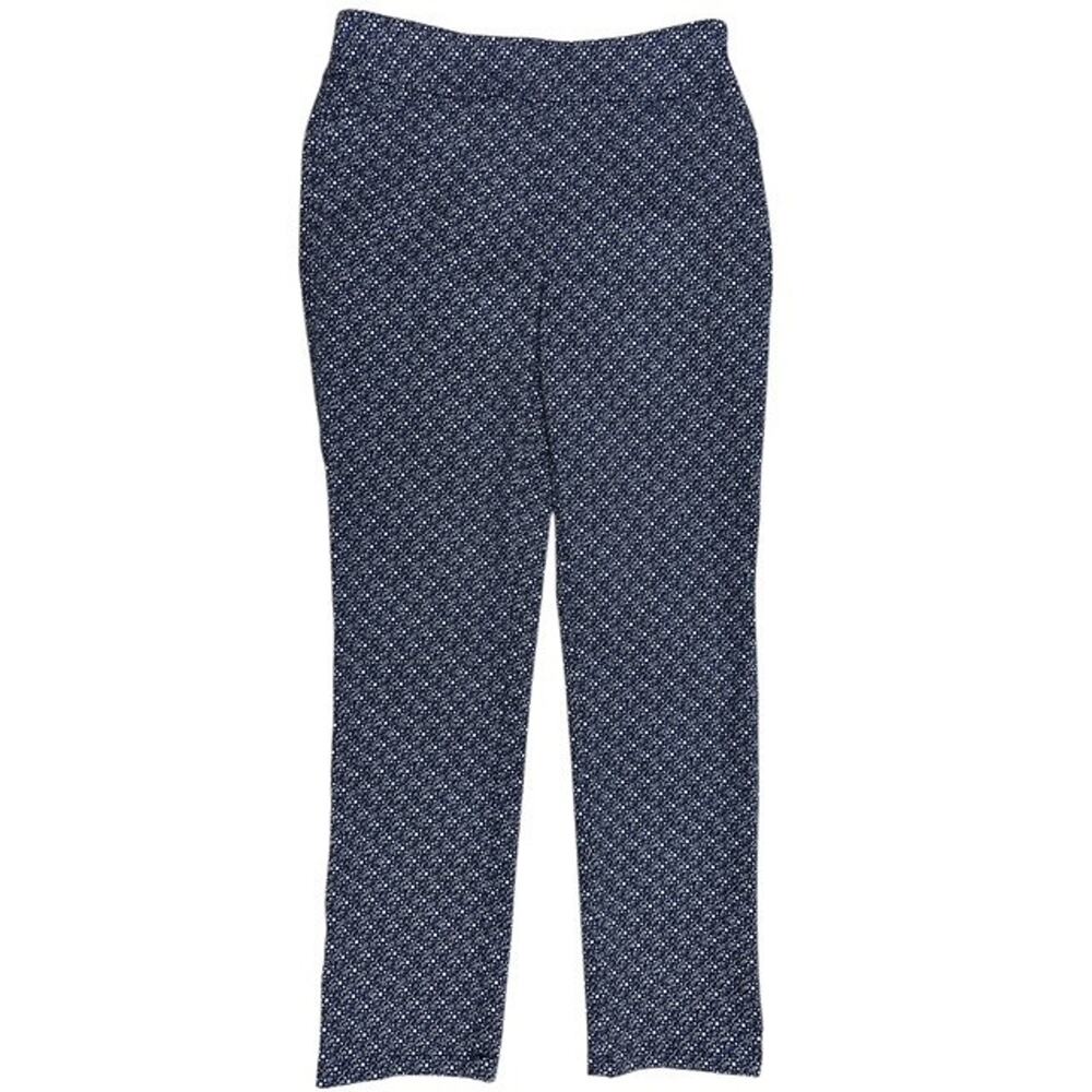 Croft & Barrow Pants 8 Regular Blue Floral Mid-Rise Straight Comfort Waistband